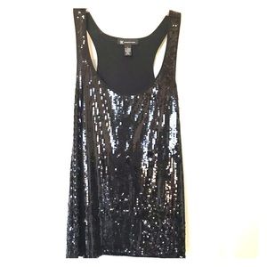 Sequined black racerback top